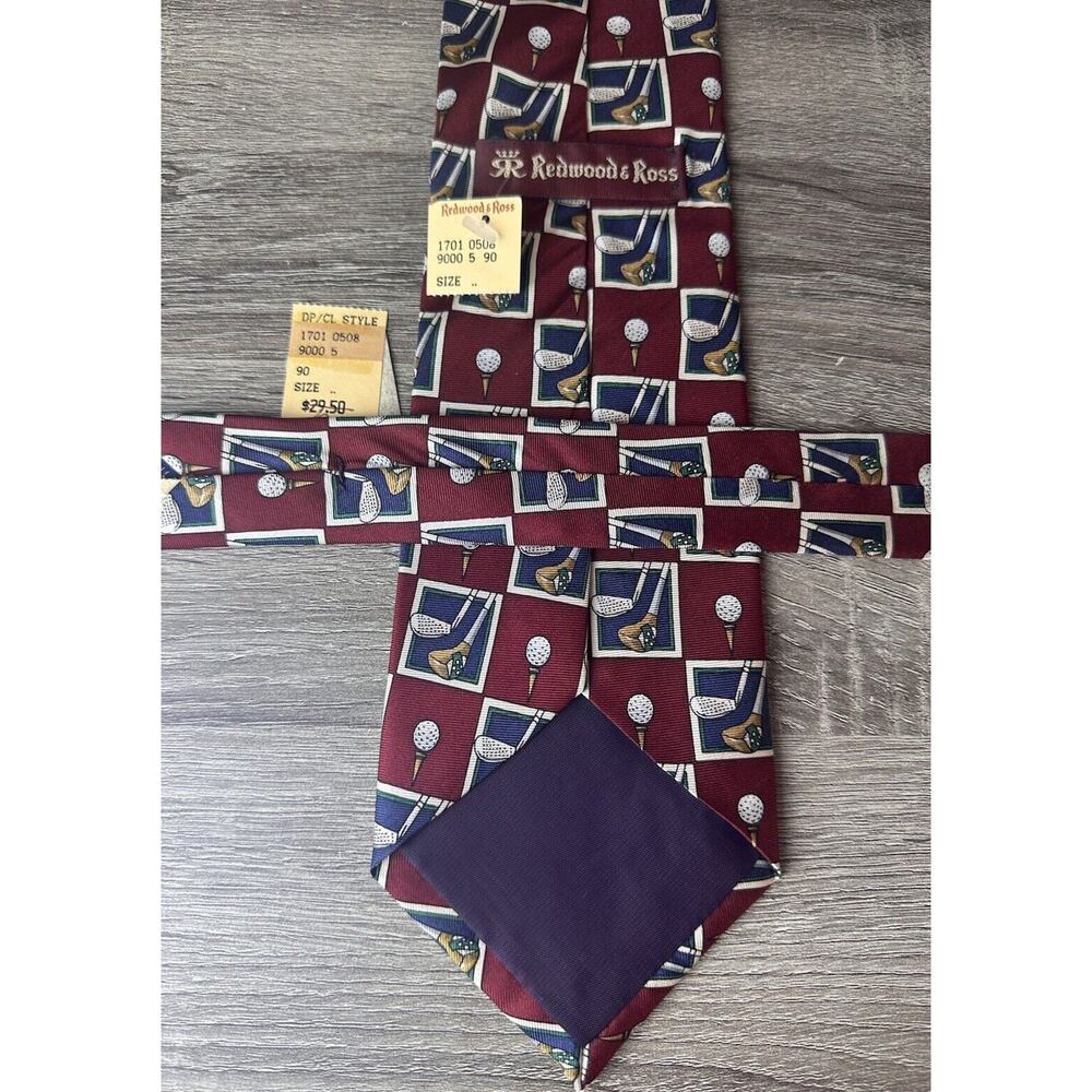 Vintage Redwood & Ross Tie 100% Silk Golf‎ Sports Deadstock USA